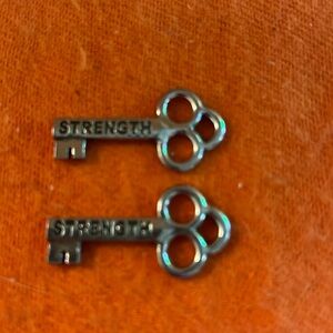 Pewter encouragement keys. Set of two. Many available. STRENGTH